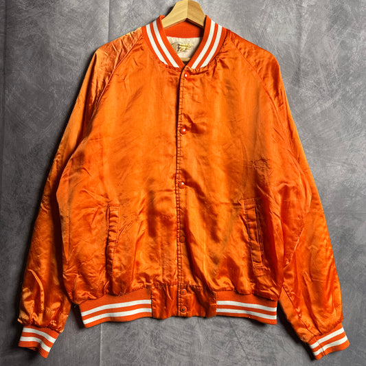 80s Orange Texas Longhorns Satin Bomber Jacket 4466