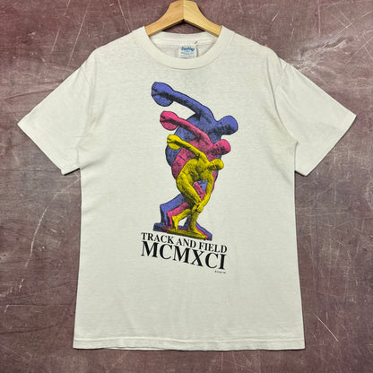 1991 White Track And Field Art Tee 3830