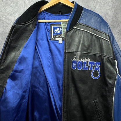 90s Black and Blue Indianapolis Colts Leather Jacket 4285