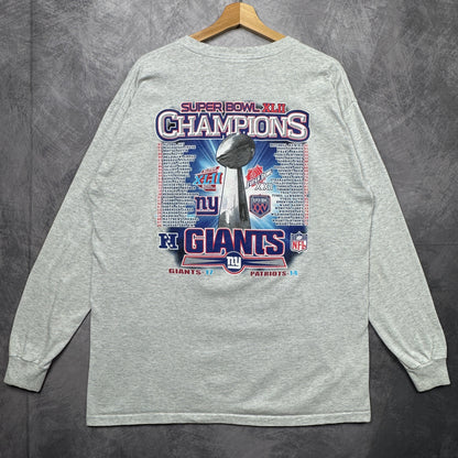 2008 Grey New York Giants Super Bowl XLII Longsleeve Shirt 4222