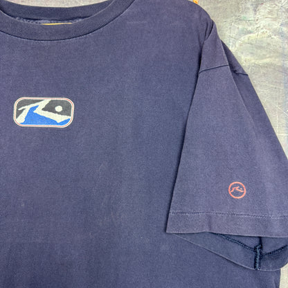 90s Navy Blue Rusty Surf Skate Logo Graphic Shirt XL 0838