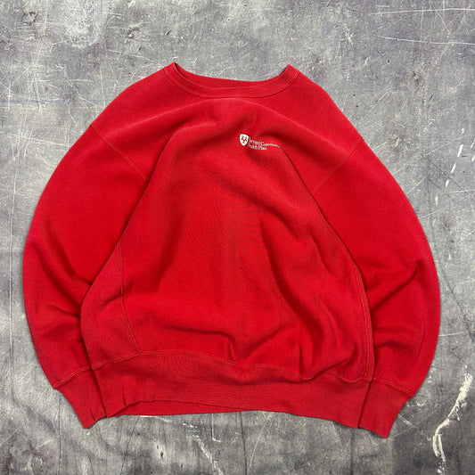 90s Red Harvard Community Health Plan Lee Cross Grain Reverse Weave Graphic Crewneck Sweasthirt XL AD46