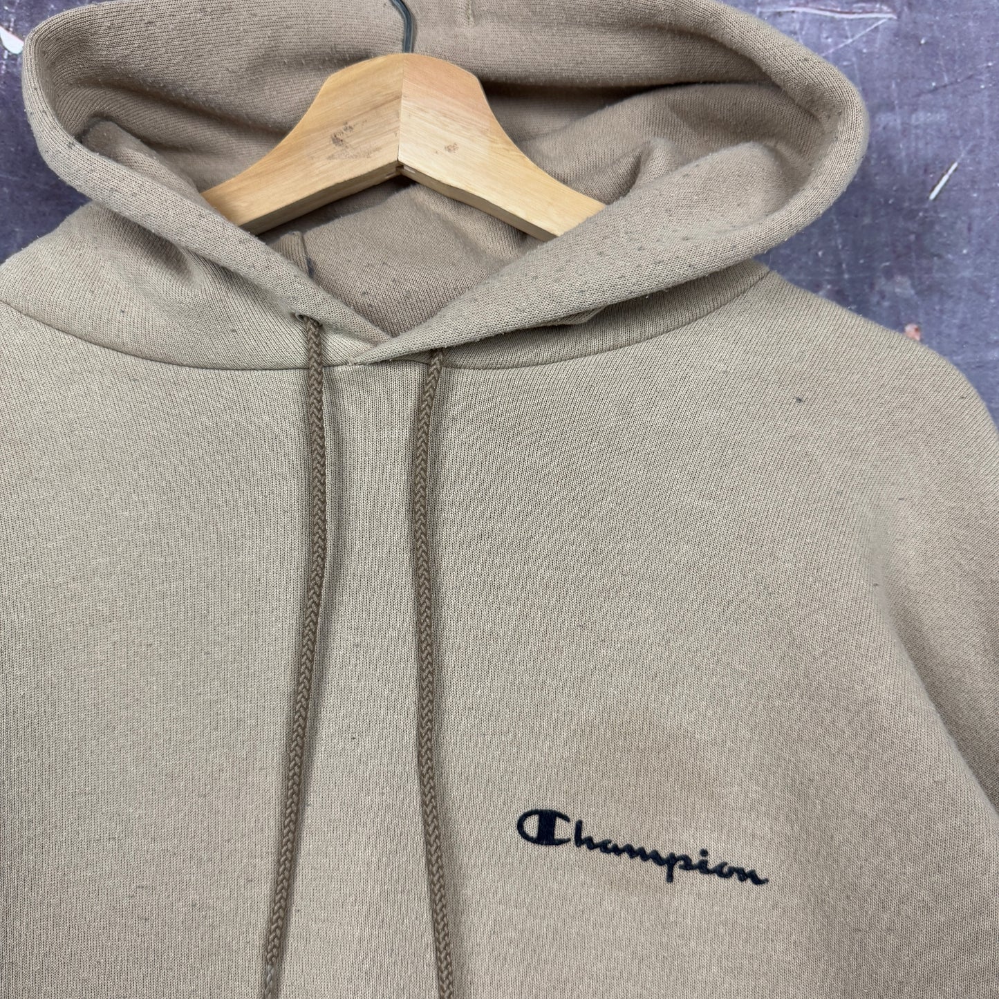 Early 00s Tan Brown Champion Essential Logo Graphic Hoodie XL 1189