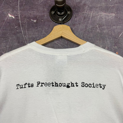 Early 00s White Think Free Tufts Freethought Society Graphic Shirt L 0860