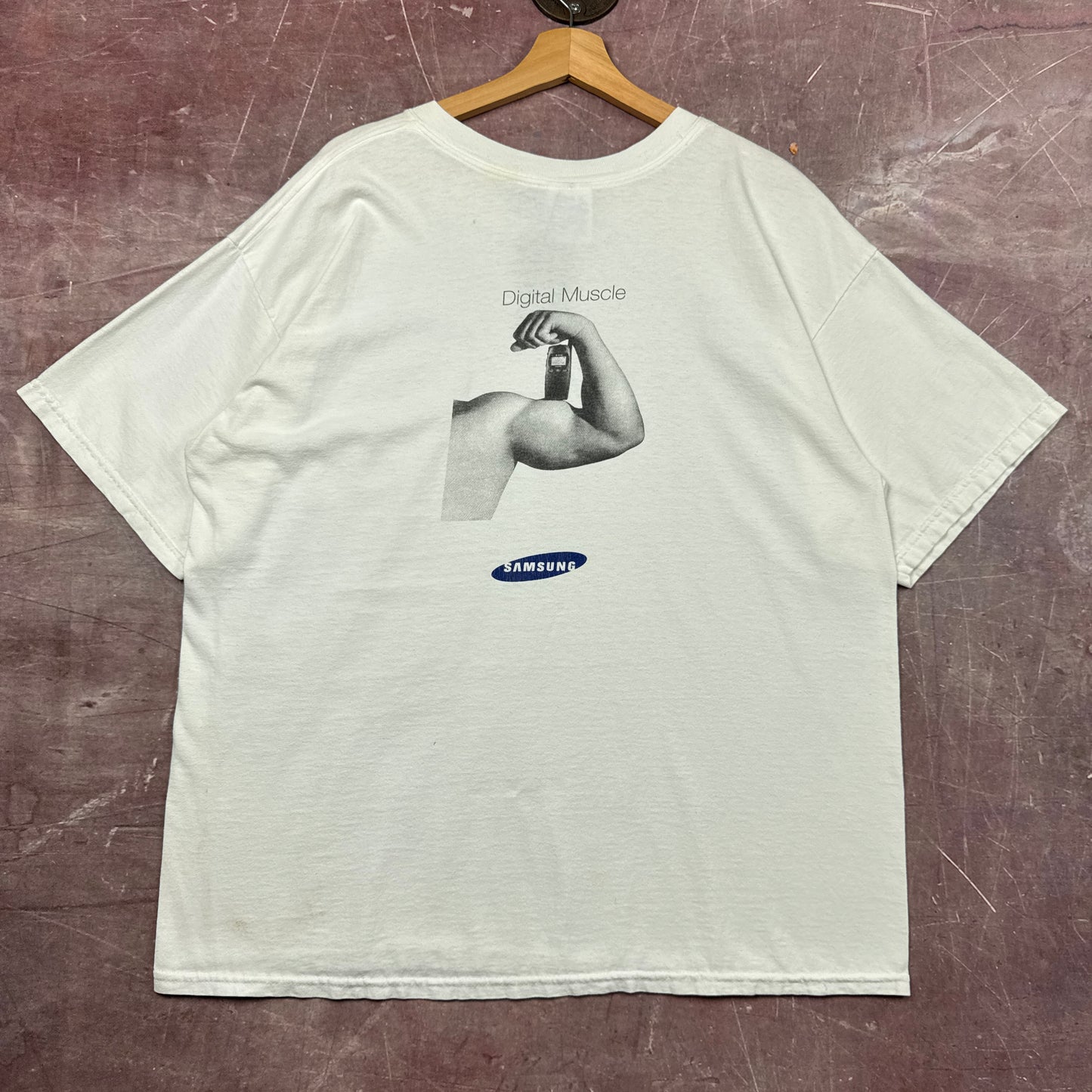 90s White Samsung Digital Muscle Tee 3828
