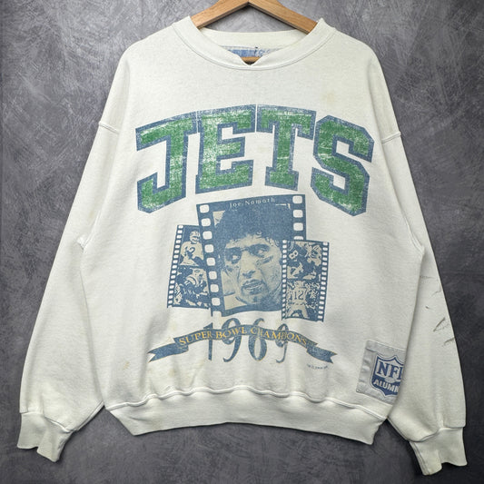 90s White New York Jets Crewneck Sweatshirt 4113