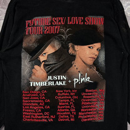 2007 Black Justin Timberlake P!nk Future Sex Love Show Tour Graphic Shirt M 2857