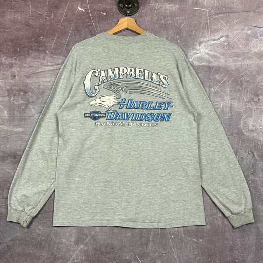90s Grey Harley Davidson Long Sleeve Shirt 3074