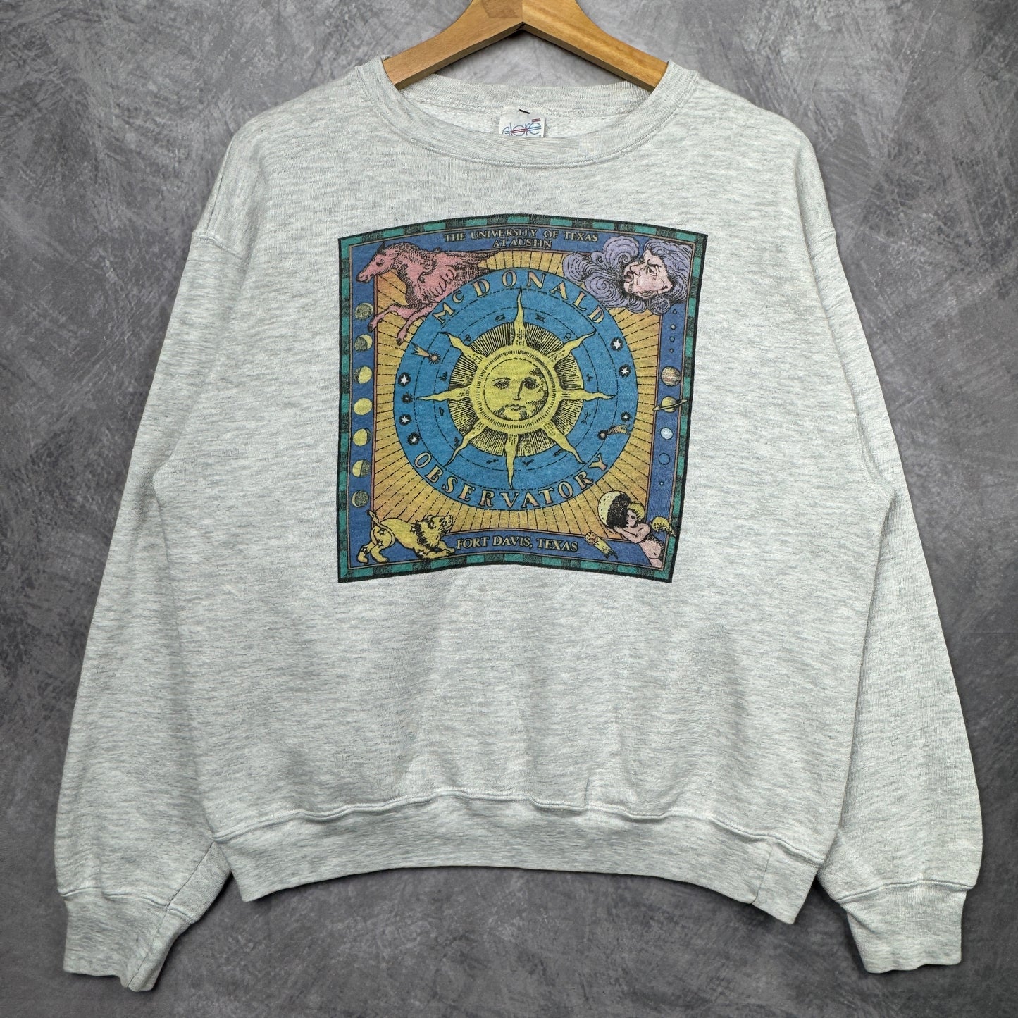 90s Grey Texas Longhorns McDonald Observatory Crewneck Sweatshirt 4371