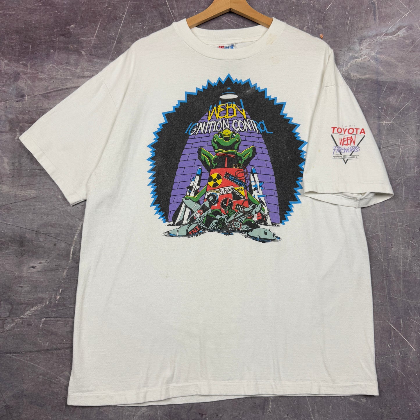 1994 White Toyota Webn Fireworks Ignition Control Graphic Shirt XL 1004