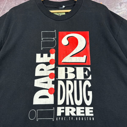 90s Black I Dare U 2 Be Drug Free Shirt 3606