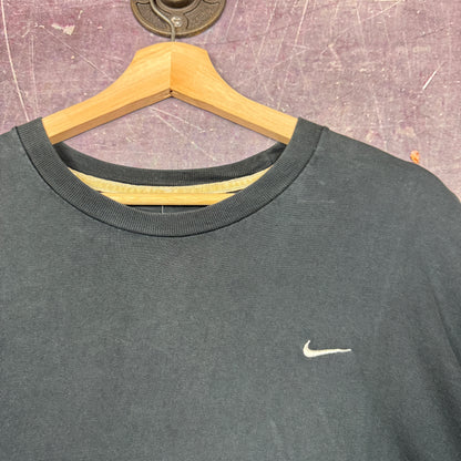 Early 00s Black Nike Mini Swoosh Essential Long Sleeve Painter Shirt L 0901