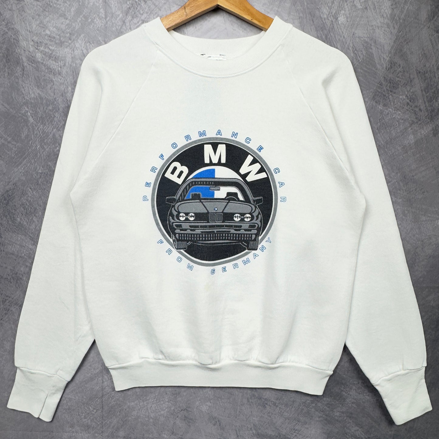 90s White BMW Crewneck Sweatshirt 3989