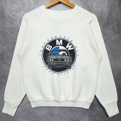 90s White BMW Crewneck Sweatshirt 3989