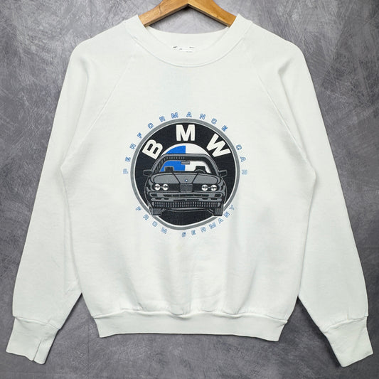 90s White BMW Crewneck Sweatshirt 3989