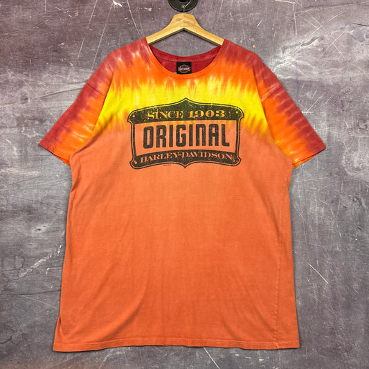 00s Orange Tie-Dye Harley Davidson Shirt 3129