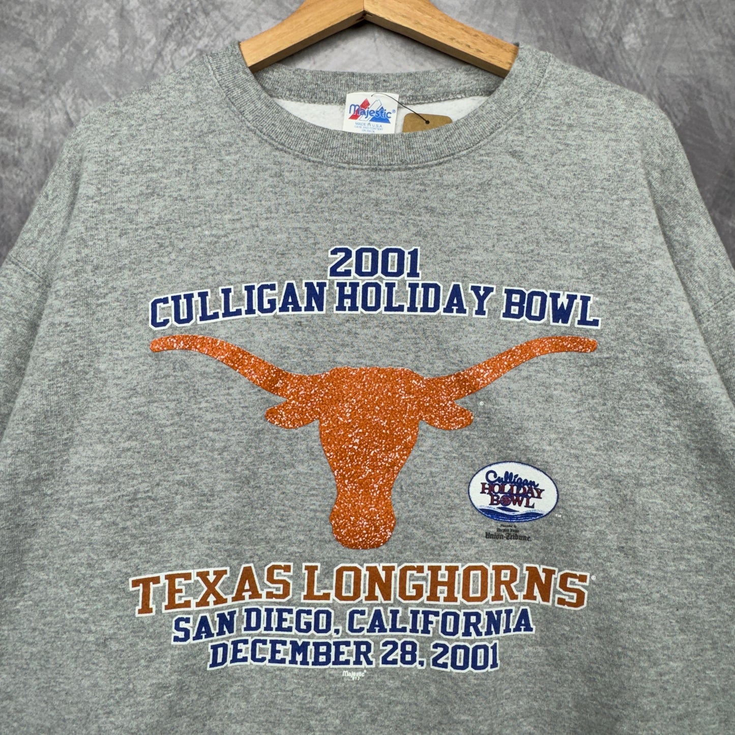 2001 Grey Cullingham Holiday Bowl Texas Longhorns Crewneck Sweatshirt 4352