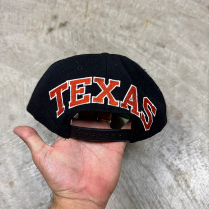 90s Black University of Texas Longhorns American Needle Blockhead Snapback Hat