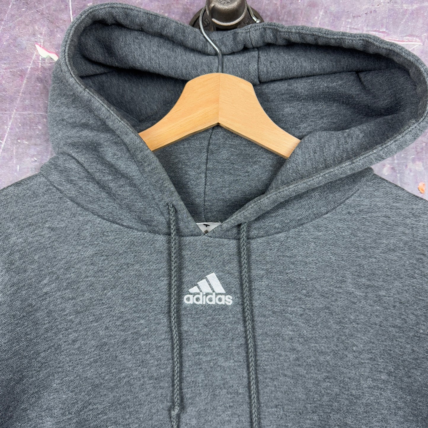 90s Dark Gray Adidas Essential Center Logo Hoodie XL 1278