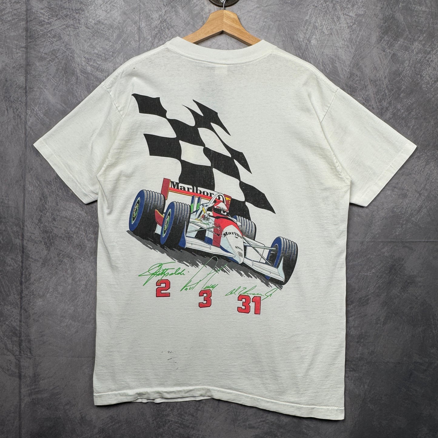 90s White Marlboro World Championship Racing Team Shirt 3938