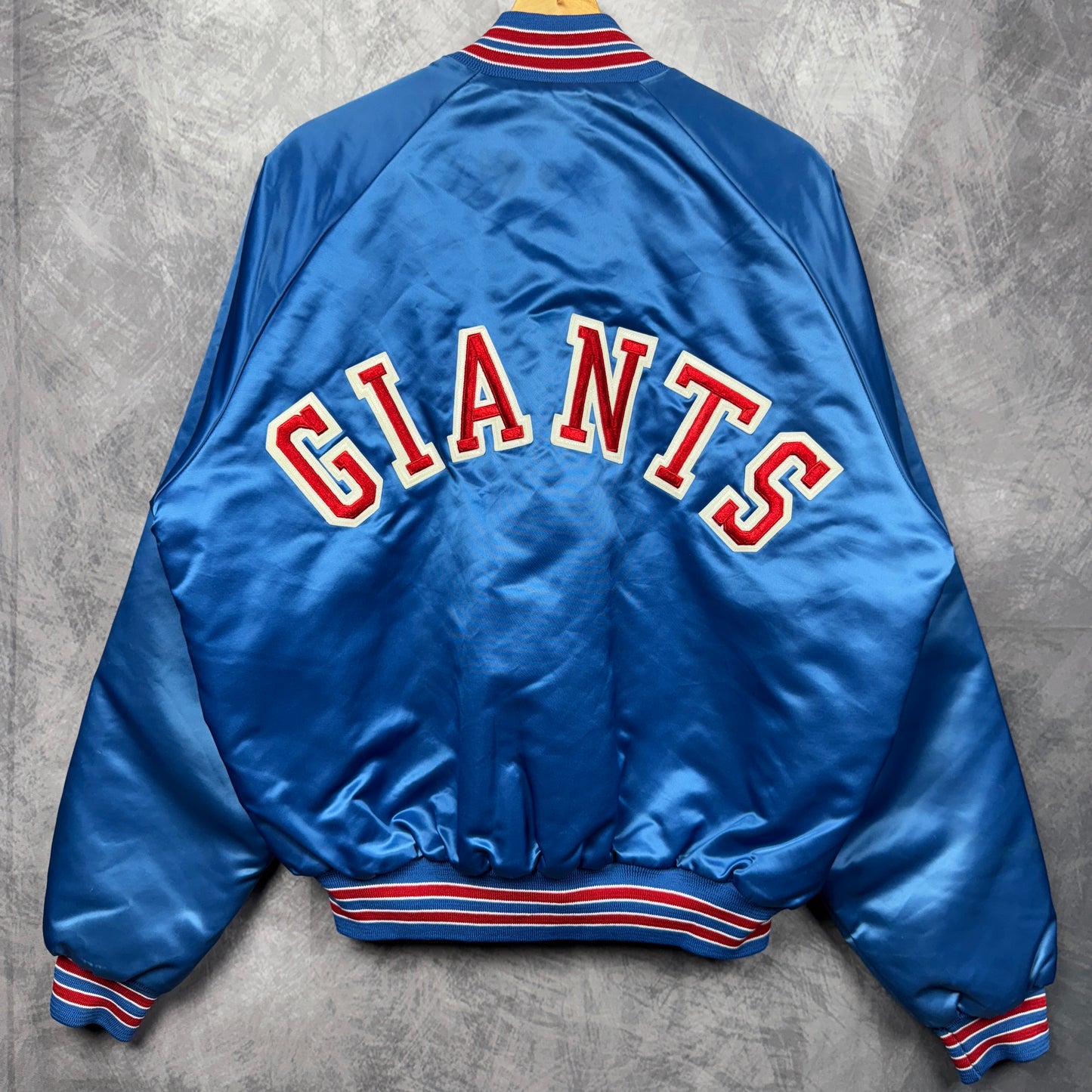 80s Blue New York Giants Chalkline Satin Jacket 4081