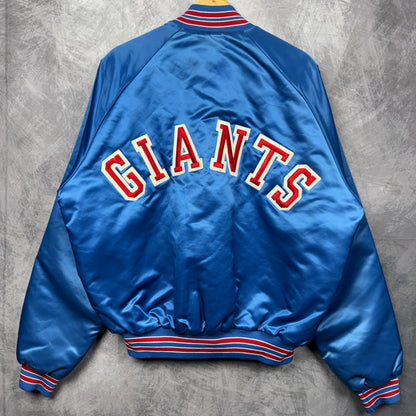 80s Blue New York Giants Chalkline Satin Jacket 4081
