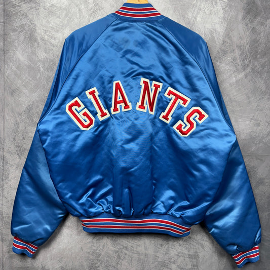 80s Blue New York Giants Chalkline Satin Jacket 4081