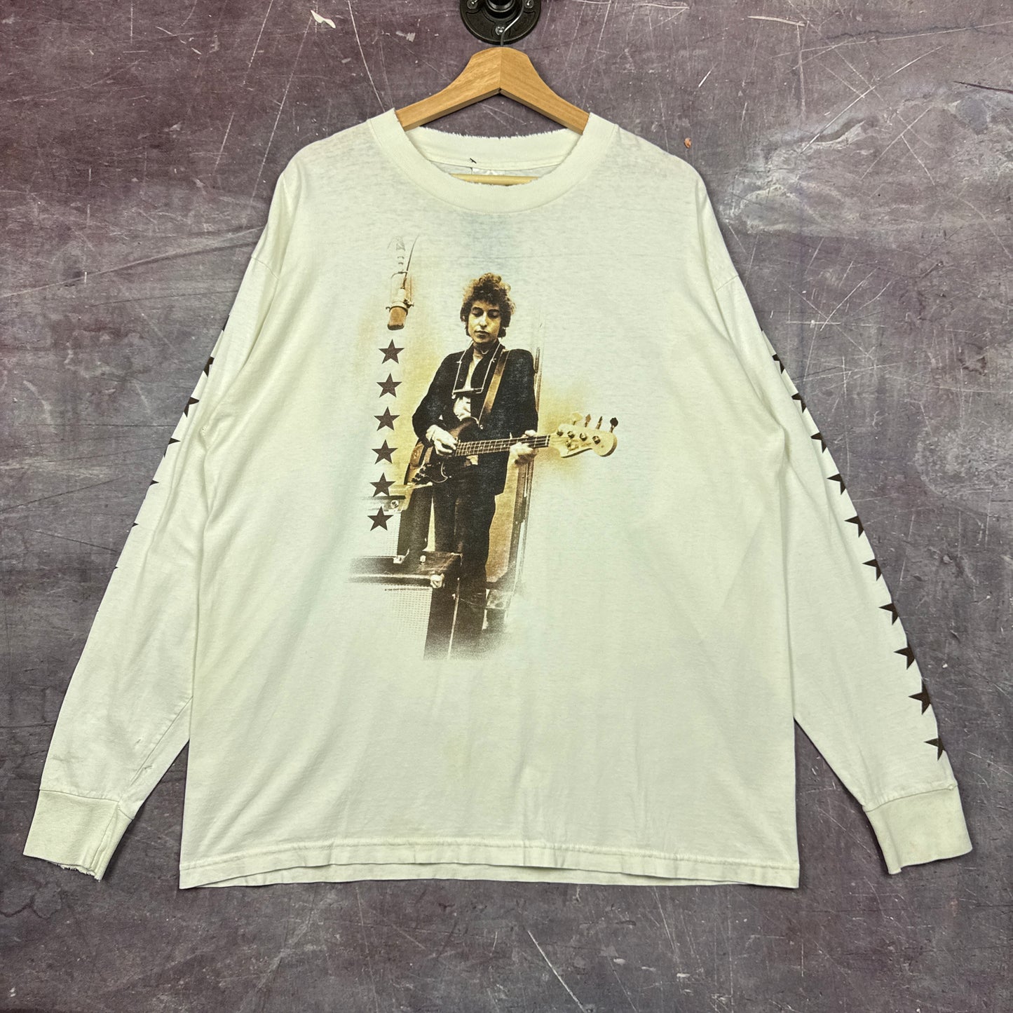 90s White Bob Dylan Star Sleeve Graphic Long Sleeve Shirt XL 2925