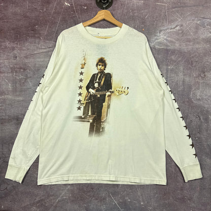 90s White Bob Dylan Star Sleeve Graphic Long Sleeve Shirt XL 2925