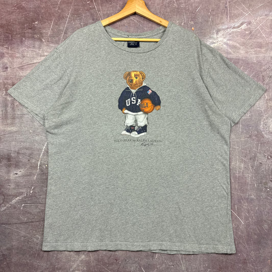 90s Grey Ralph Lauren Basketball Polo Bear Shirt 3726