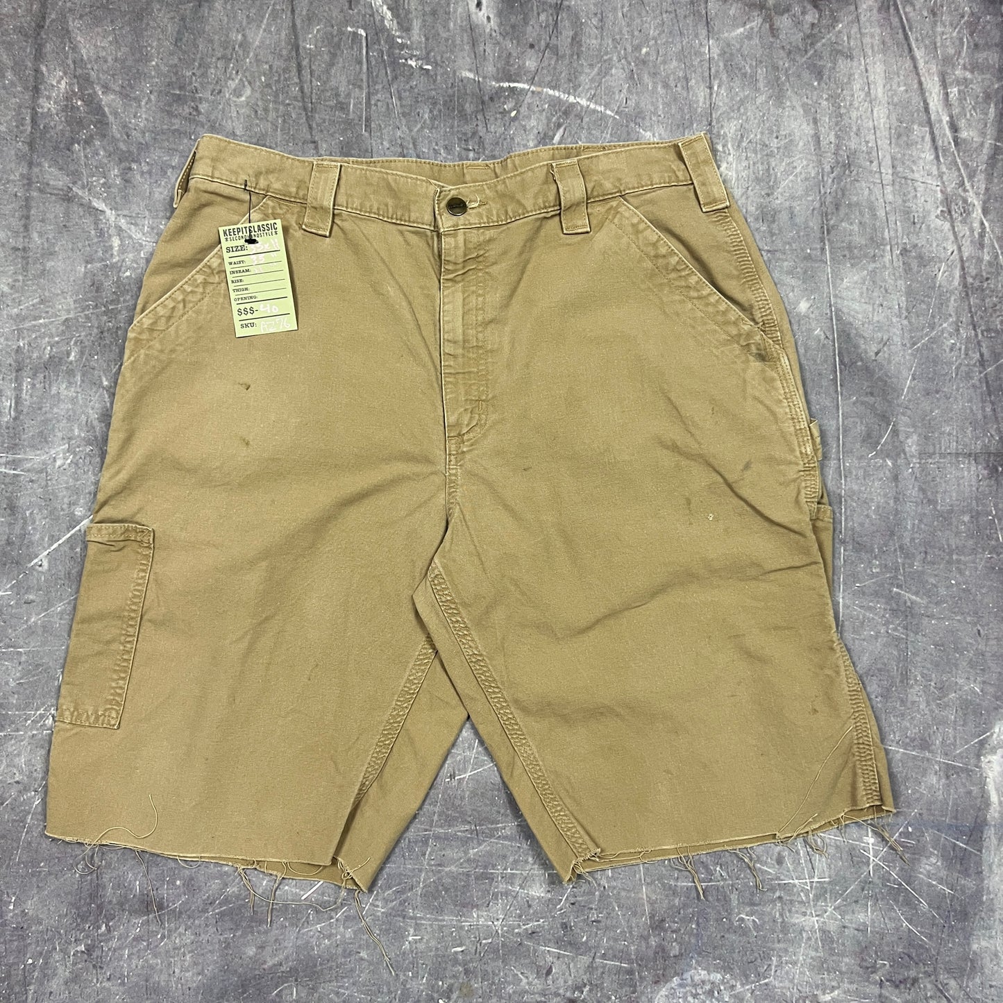 Early 00s Tan Brown Baggy Carhartt Carpenter Work Shorts 35x11 AZ76