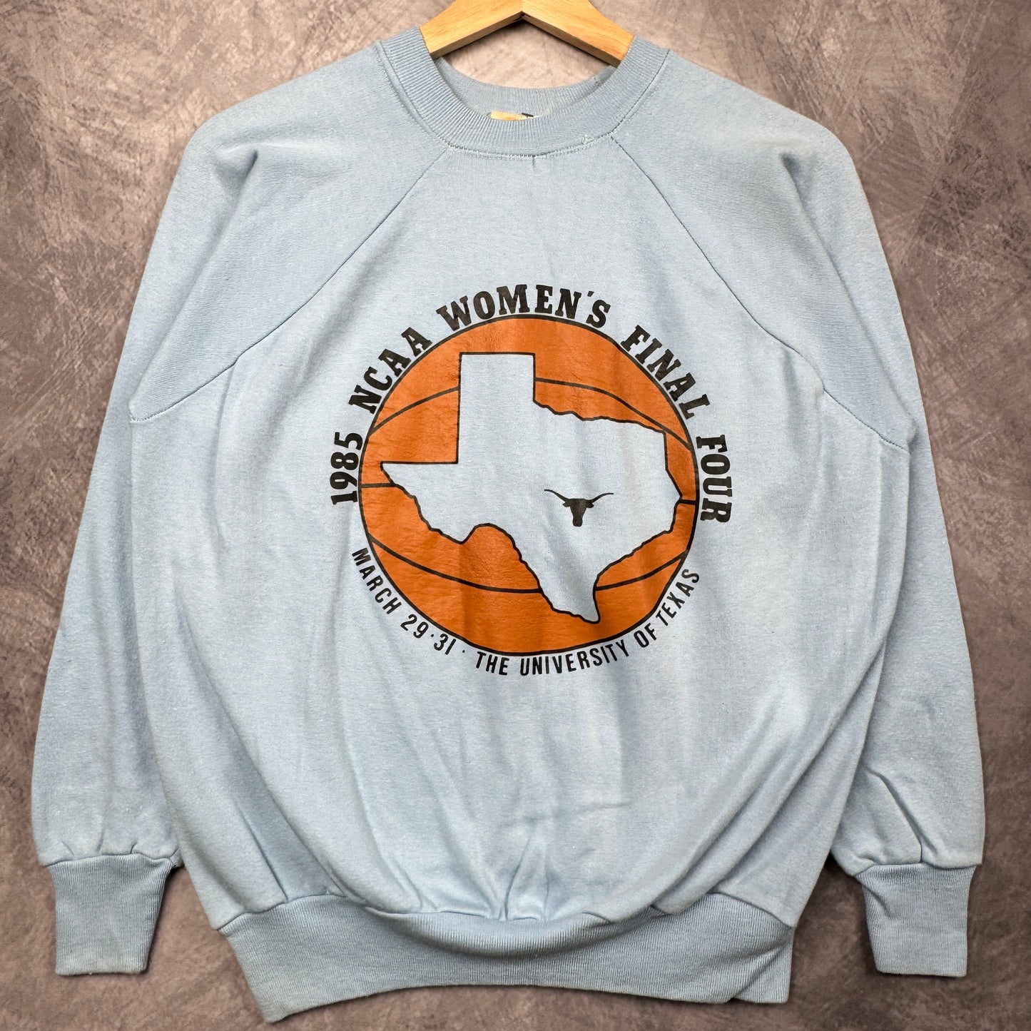 1985 Blue Womens Final Four Texas Longhorns Crewneck Sweatshirt 4355