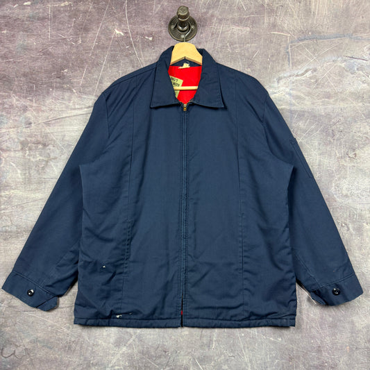 70s Navy Blue Mechanic Work Jacket L 0535