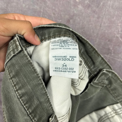 90s Olive Green Baggy Wrangler Riggs Carpenter Work Shorts 35x9.5 2759