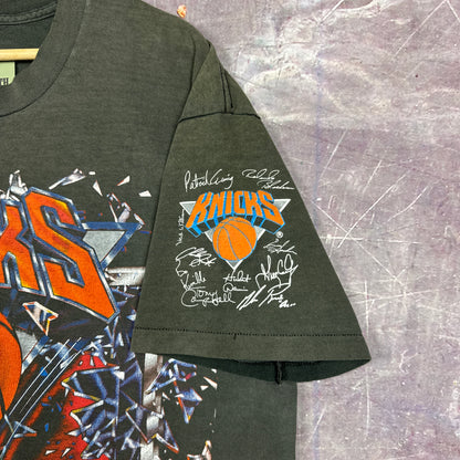 90s Faded Black New York Knicks Shattered Backboard Graphic Shirt L 3001