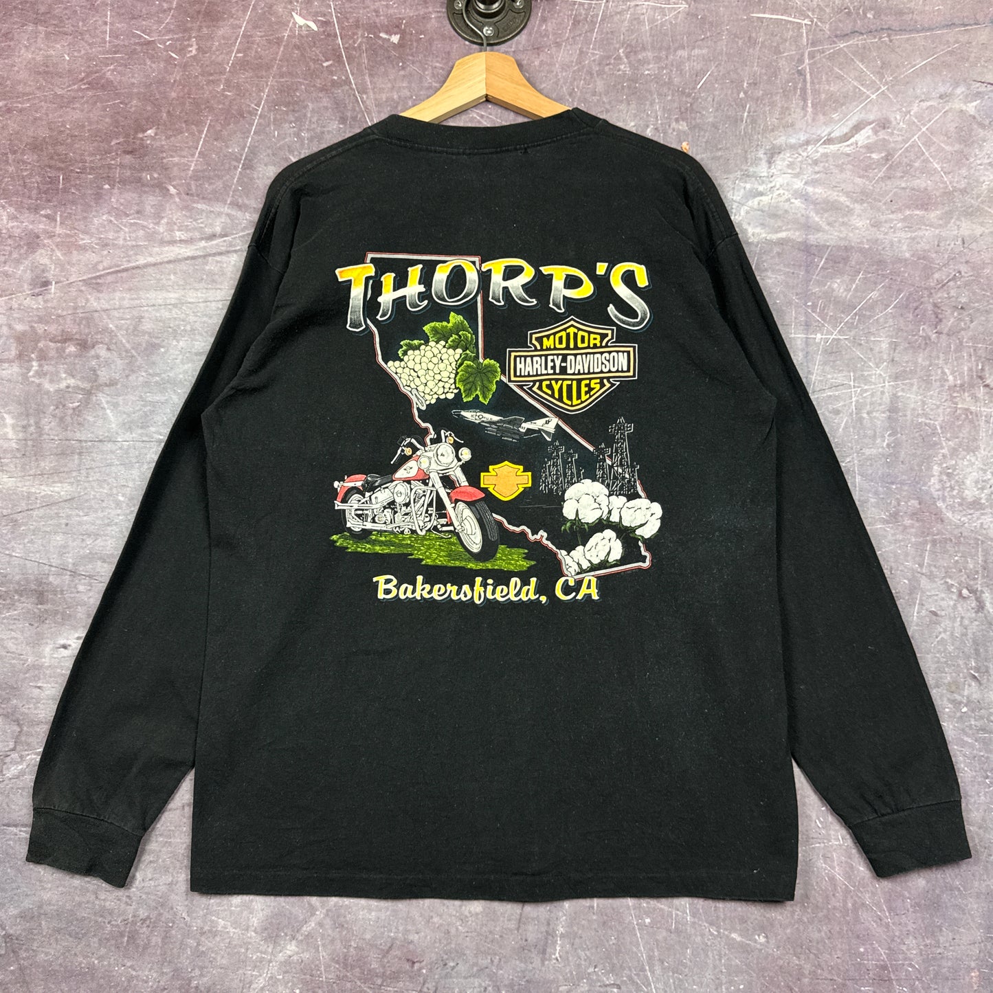 90s Faded Black Harley Davidson Long Sleeve Shirt 3100