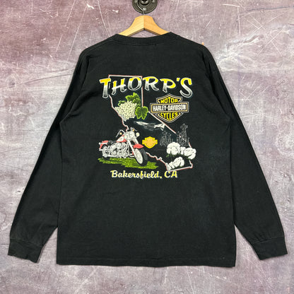 90s Faded Black Harley Davidson Long Sleeve Shirt 3100
