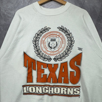 80s White Texas Longhorns Crewneck Sweatshirt 4361