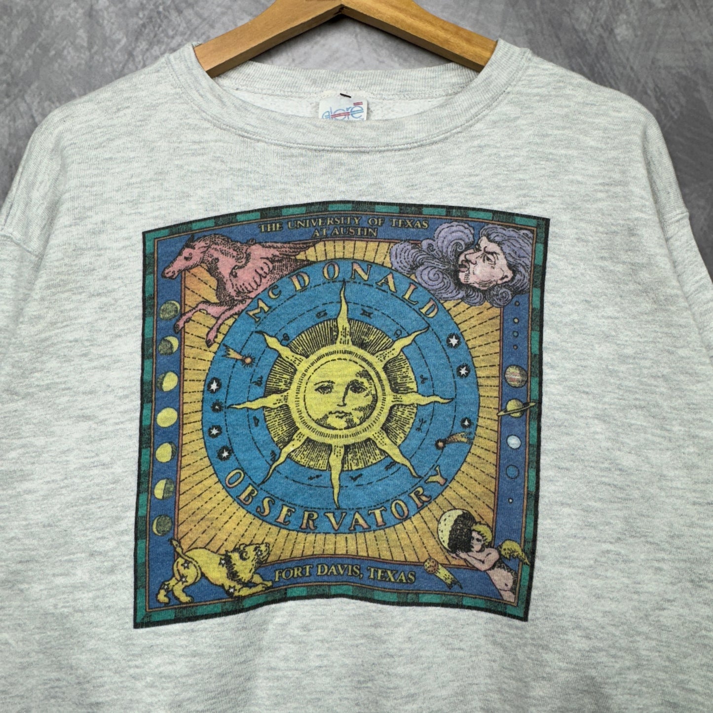 90s Grey Texas Longhorns McDonald Observatory Crewneck Sweatshirt 4371
