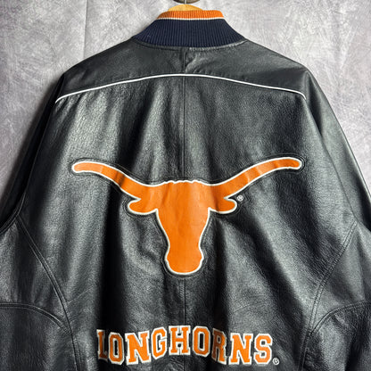 90s Black Texas Longhorns Leather Jacket 4584