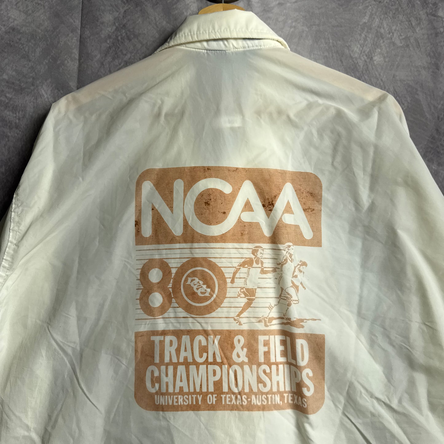 80s White Texas Longhorns Track & Field Coaches Jacket 4461