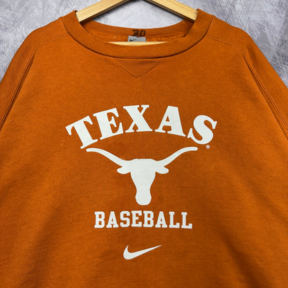 00s Orange Texas Longhorns Baseball Nike team Issue Crewneck Sweatshirt 4381