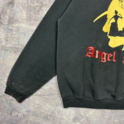 90s Black Angel Street Performing Arts Graphic Crewneck Sweatshirt L 0035