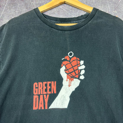 2005 Black Green Day American Idiot Tour Graphic Shirt L 0856