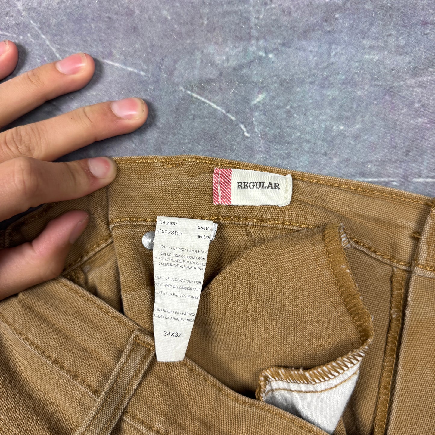 00s Tan Brown Dickies Carpenter Work Pants 35x31 2046