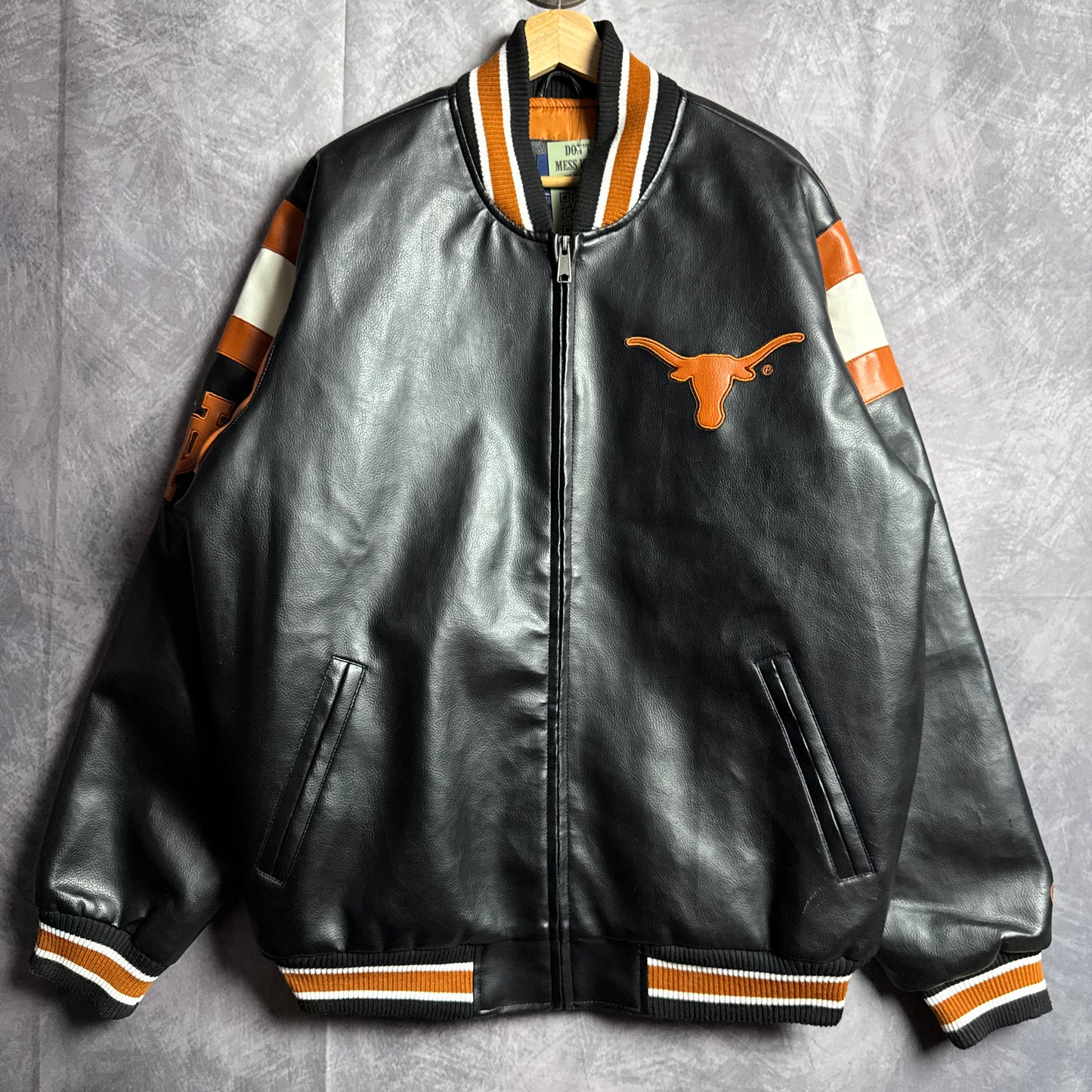 00s Black Texas Longhorns Leather Jacket 4463