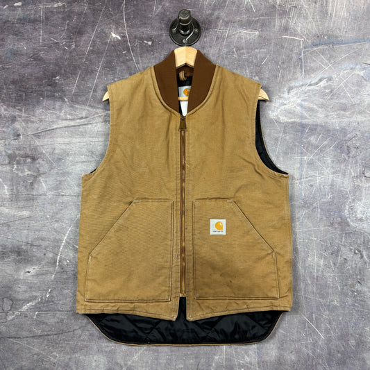 90s Tan Brown Carhartt Quilt Lined Vest M 0267