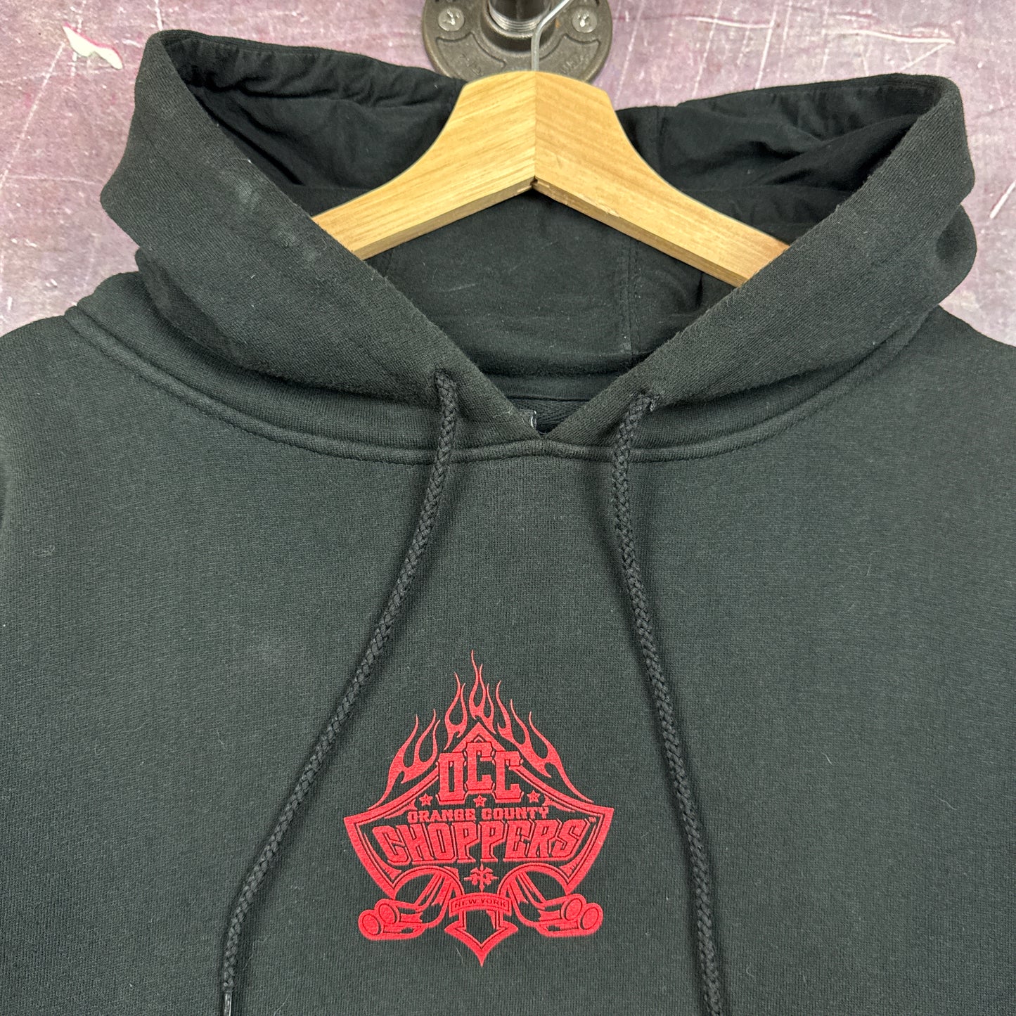 00s Black Orange County Choppers Flame Sleeve Hoodie 3047