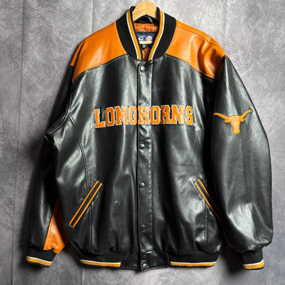 00s Black Texas Longhorns Leather Jacket 4456