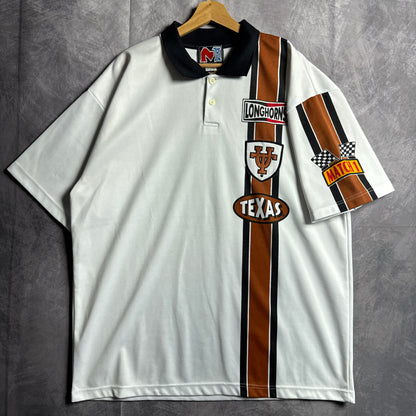 90s White Texas Longhorns Racing Polo Shirt 4502